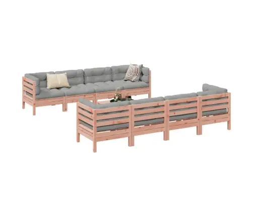 9-Daļīgs Dārza Dīvānu Komplekts, Matrači, Egles Masīvkoks Vidaxl