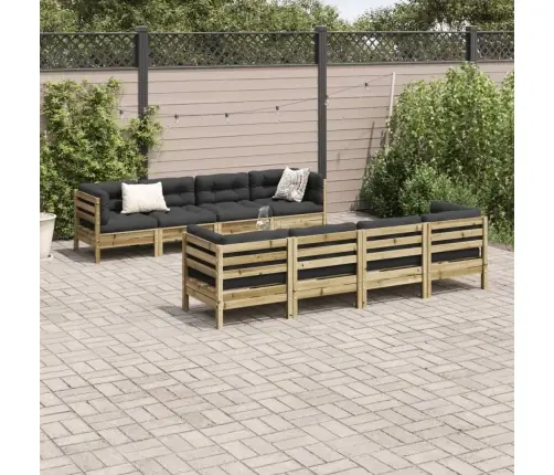 Sodo Sofos Komplektas Su Pagalvėlėmis, 9 Dalių, Pušis