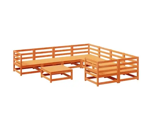 Sodo Sofos Komplektas, 9 Dalių, Vaško Rudas, Pušies Masyvas