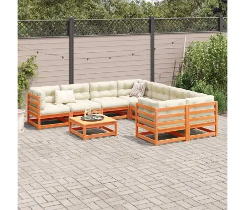 Sodo Sofos Komplektas, 9 Dalių, Vaško Rudas, Pušies Masyvas