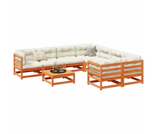 Sodo Sofos Komplektas, 9 Dalių, Vaško Rudas, Pušies Masyvas