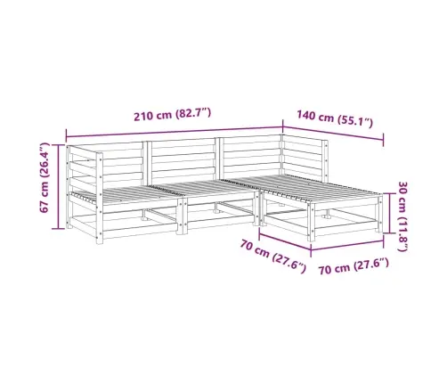 4-Daļīgs Dārza Dīvānu Komplekts, Priedes Masīvkoks Vidaxl