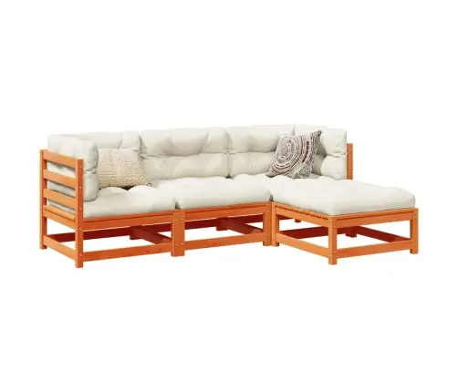 Sodo Sofos Komplektas, 4 Dalių, Vaško Rudas, Pušies Masyvas