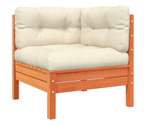 4-Daļīgs Dārza Dīvānu Komplekts, Matrači, Brūns Priedes Koks Vidaxl