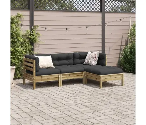 Sodo Komplektas Su Pagalvėlėmis, 4 Dalių, Impregnuota Pušis