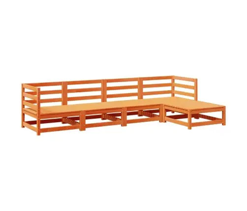 Sodo Sofos Komplektas, 5 Dalių, Vaško Rudas, Pušies Masyvas