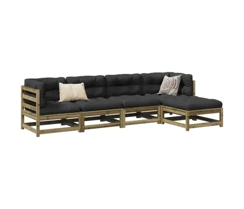 5-Daļīgs Dārza Dīvānu Komplekts, Matrači, Priede Vidaxl 5-Daļīgs Dārza Dīvānu Komplekts, Matrači, Priede Vidaxl