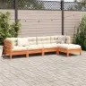 5-Daļīgs Dārza Dīvānu Komplekts, Matrači, Brūns Priedes Koks Vidaxl