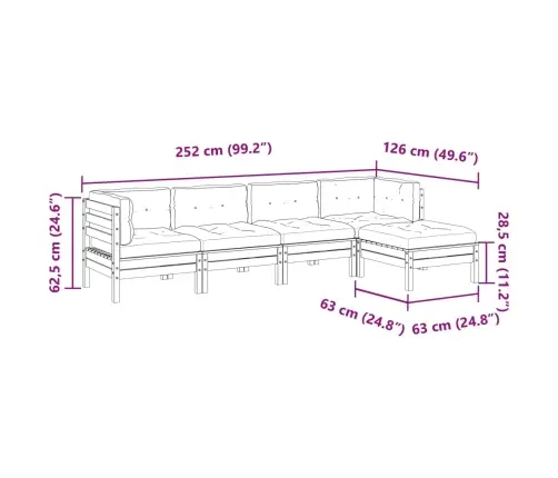 5-Osaline Aiadiivani Komplekt Patjadega, Ebatsuuga Puit