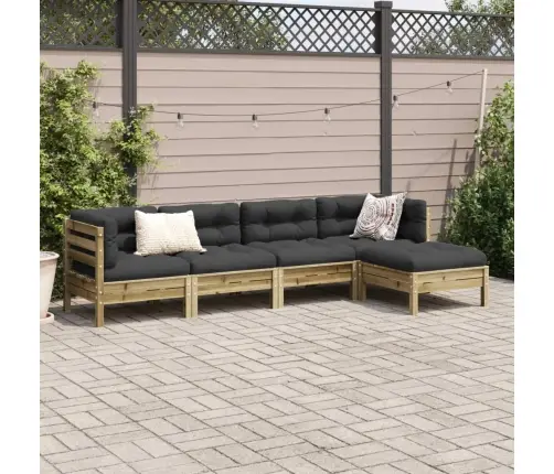 5-Daļīgs Dārza Dīvānu Komplekts, Matrači, Priede Vidaxl