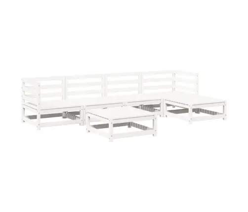 6-Daļīgs Dārza Dīvānu Komplekts, Balts Priedes Masīvkoks Vidaxl