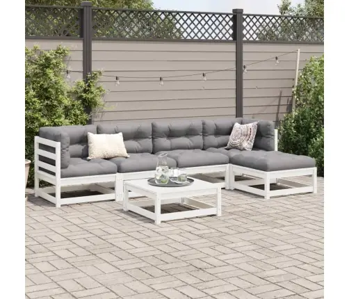 6-Daļīgs Dārza Dīvānu Komplekts, Balts Priedes Masīvkoks Vidaxl