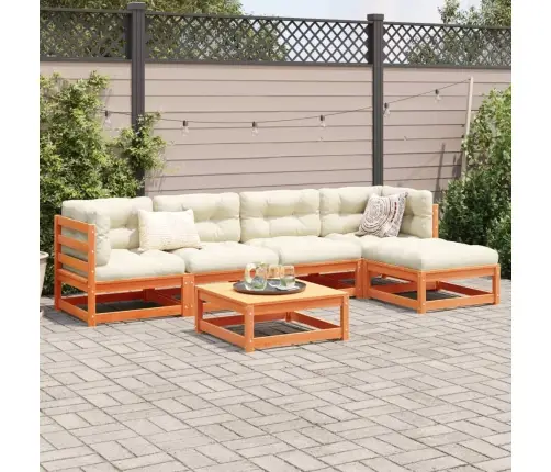 6-Daļīgs Dārza Dīvānu Komplekts, Matrači, Brūns Priedes Koks Vidaxl