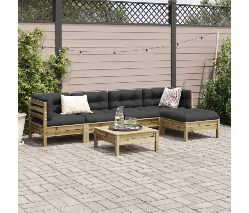 Sodo Sofos Komplektas Su Pagalvėlėmis, 6 Dalių, Pušis