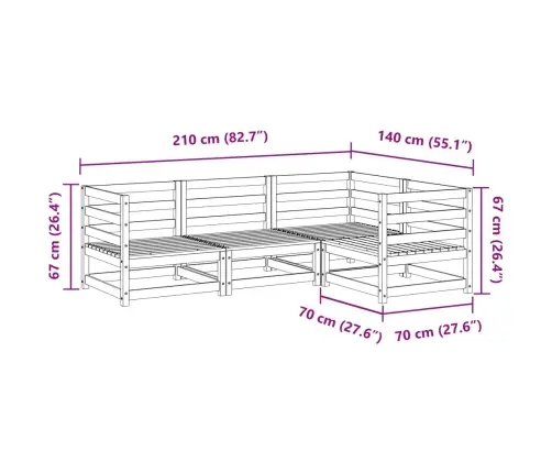 4-Daļīgs Dārza Dīvānu Komplekts, Priedes Masīvkoks Vidaxl