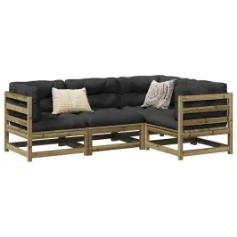 4-Daļīgs Dārza Dīvānu Komplekts, Impregnēts Priedes Koks Vidaxl
