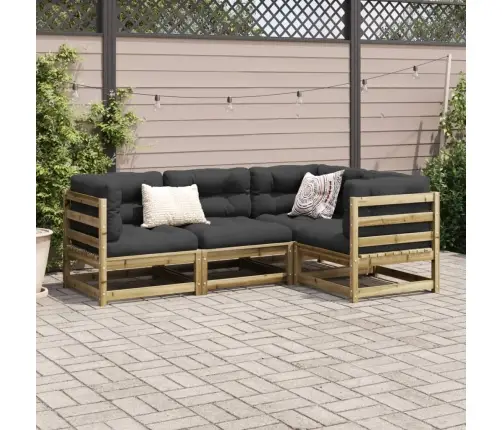 4-Osaline Aiadiivani Komplekt Patjadega, Immutatud Männipuit