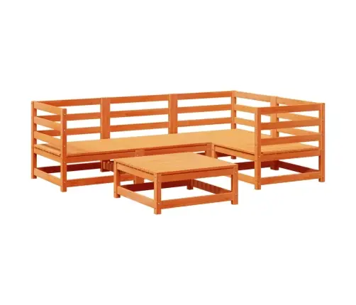 Sodo Sofos Komplektas, 5 Dalių, Vaško Rudas, Pušies Masyvas