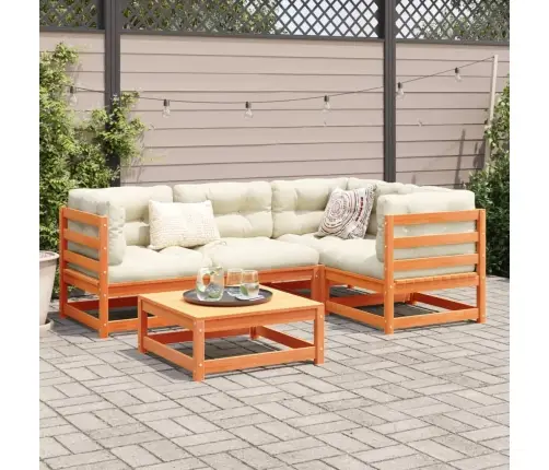 Sodo Sofos Komplektas, 5 Dalių, Vaško Rudas, Pušies Masyvas