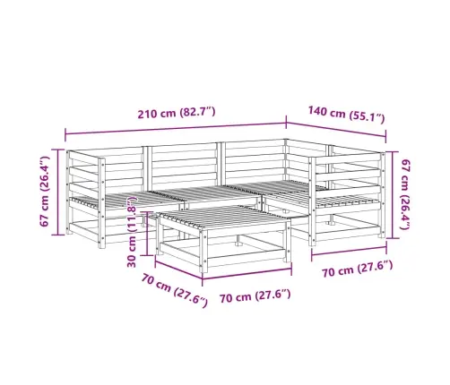 5-Daļīgs Dārza Dīvānu Komplekts, Impregnēts Priedes Koks Vidaxl