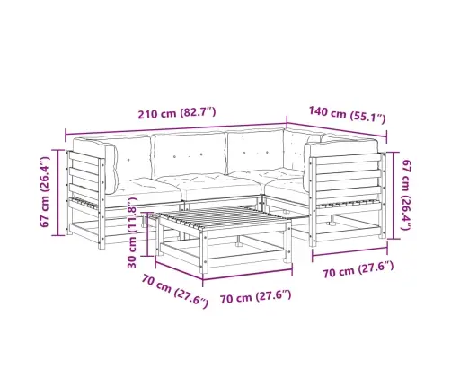 5-Osaline Aiadiivani Komplekt Patjadega, Männipuit