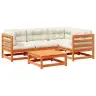 5-Daļīgs Dārza Dīvānu Komplekts, Matrači, Brūns Priedes Koks Vidaxl