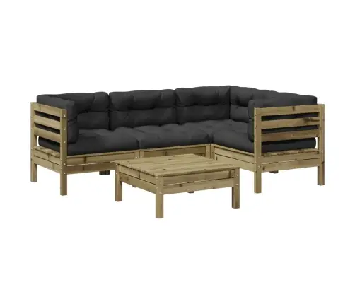 5-Daļīgs Dārza Dīvānu Komplekts, Matrači, Priede Vidaxl