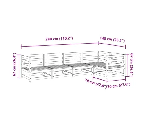 Sodo Sofos Komplektas, 5 Dalių, Pušies Medienos Masyvas