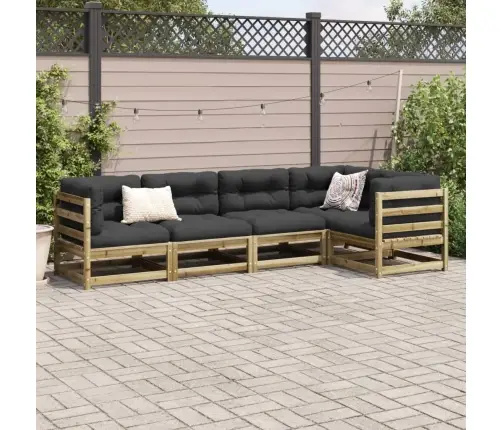 Sodo Sofos Komplektas, 5 Dalių, Impregnuota Pušies Mediena