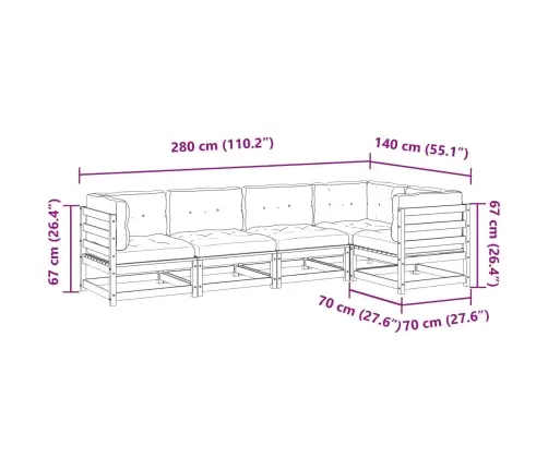 5-Daļīgs Dārza Dīvānu Komplekts, Matrači, Priede Vidaxl