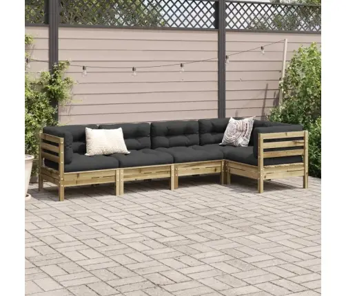 5-Daļīgs Dārza Dīvānu Komplekts, Matrači, Priede Vidaxl