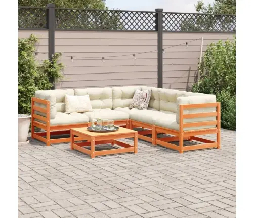 Sodo Sofos Komplektas, 6 Dalių, Vaško Rudas, Pušies Masyvas