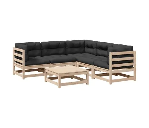 6-Daļīgs Dārza Dīvānu Komplekts Ar Matračiem, Priedes Koks Vidaxl