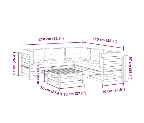 Sodo Komplektas Su Pagalvėlėmis, 6 Dalių, Vaško Rudas, Pušis