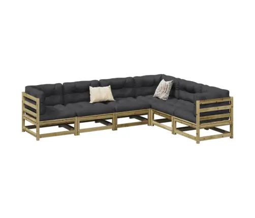 6-Daļīgs Dārza Dīvāna Komplekts, Impregnēts Priedes Koks Vidaxl