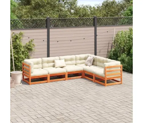 6-Daļīgs Dārza Dīvānu Komplekts, Matrači, Brūns Priedes Koks Vidaxl