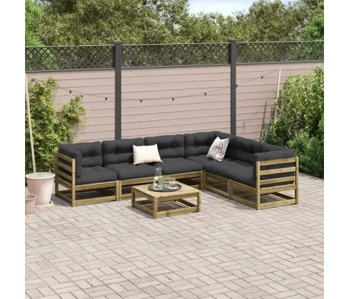 7-Daļīgs Dārza Dīvānu Komplekts, Impregnēts Priedes Koks Vidaxl