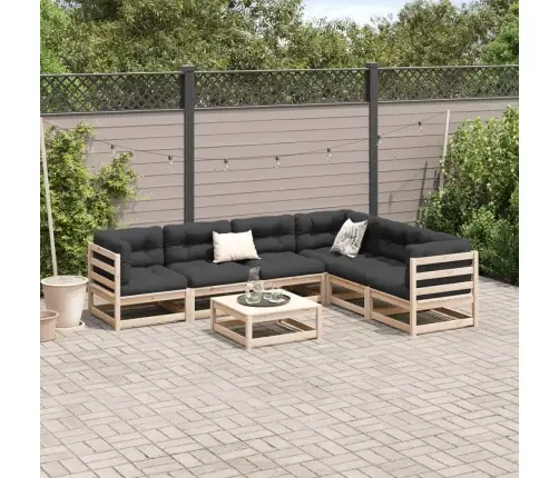 7-Daļīgs Dārza Dīvānu Komplekts Ar Matračiem, Priedes Koks Vidaxl