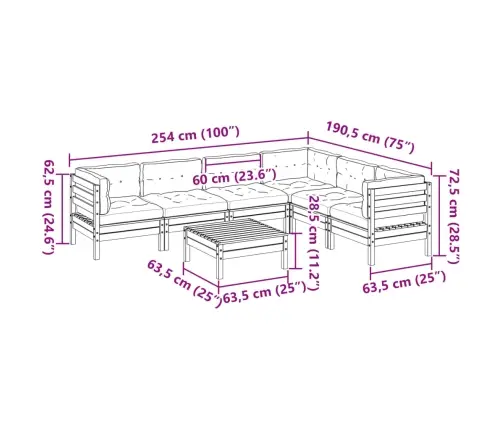 Sodo Komplektas Su Pagalvėlėmis, 7 Dalių, Douglas Eglės Masyvas