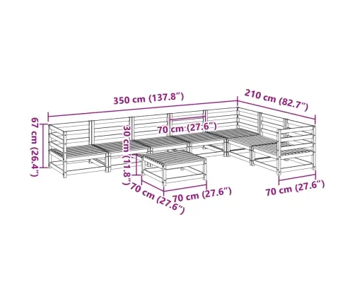 8-Daļīgs Dārza Dīvānu Komplekts, Egles Masīvkoks Vidaxl
