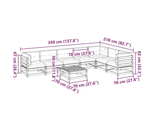 Sodo Sofos Komplektas Su Pagalvėlėmis, 8 Dalių, Pušies Masyvas