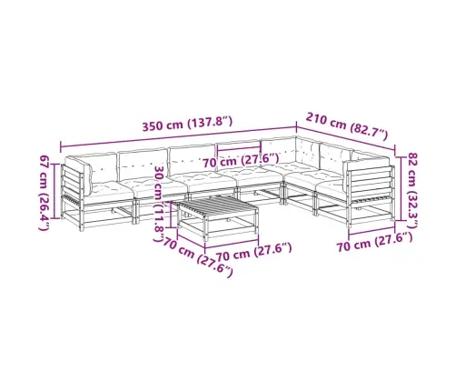 Sodo Sofos Komplektas Su Pagalvėlėmis, 8 Dalių, Vaško, Pušis