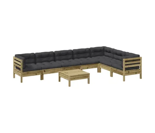 Sodo Sofos Komplektas Su Pagalvėlėmis, 8 Dalių, Pušis