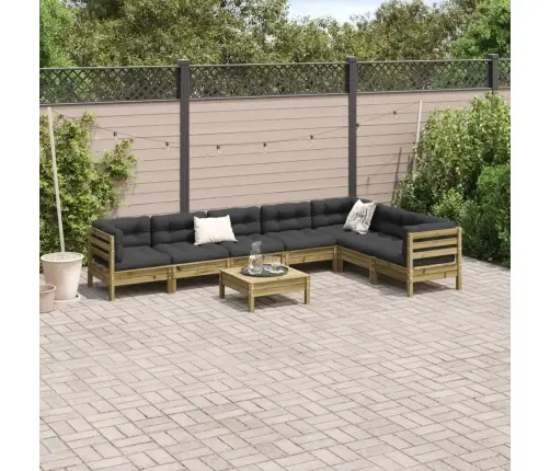 Sodo Sofos Komplektas Su Pagalvėlėmis, 8 Dalių, Pušis