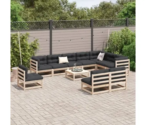 11-Daļīgs Dārza Dīvānu Komplekts, Priedes Masīvkoks Vidaxl
