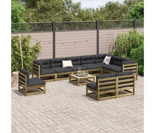 Sodo Sofos Komplektas, 11 Dalių, Impregnuota Pušies Mediena