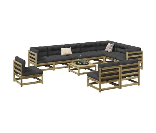 Sodo Sofos Komplektas, 11 Dalių, Impregnuota Pušies Mediena