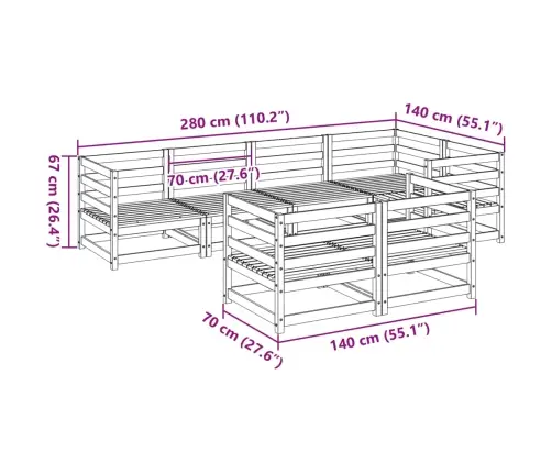 7-Daļīgs Dārza Dīvānu Komplekts, Egles Masīvkoks Vidaxl