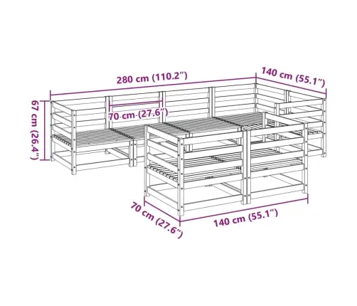7-Daļīgs Dārza Dīvānu Komplekts, Impregnēts Priedes Koks Vidaxl