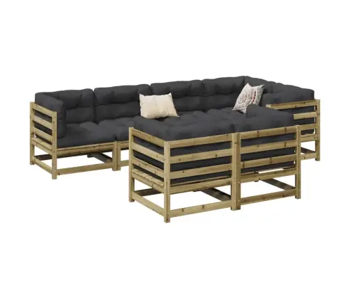 7-Daļīgs Dārza Dīvānu Komplekts, Impregnēts Priedes Koks Vidaxl